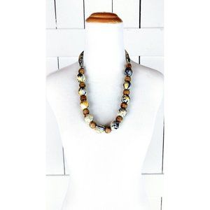 Vintage wooden bead tie necklace/wooden bead fabric belt